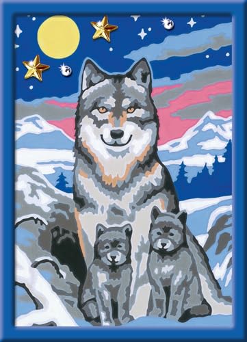 Ravensburger CreArt 27784 - Süße Wolfsfamilie - Malen nach Zahlen Wolf für Kinder ab 9 Jahre von Ravensburger