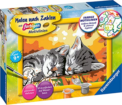 Ravensburger CreArt 28696 - Kätzchen im Herbst - Malen nach Zahlen Katze für Kinder ab 9 Jahre von Ravensburger