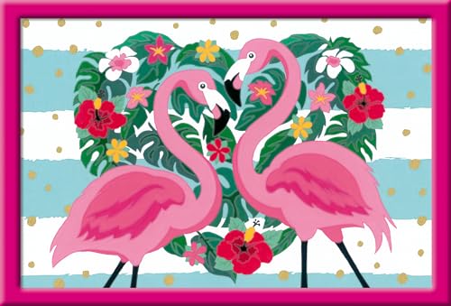 Ravensburger Malen nach Zahlen 28782 - Liebenswerte Flamingos Kinder, Mittel von Ravensburger