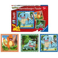 Ravensburger Pokémon Glumanda, Bisasam und Schiggy Puzzle, 3 x 49 Teile von Ravensburger