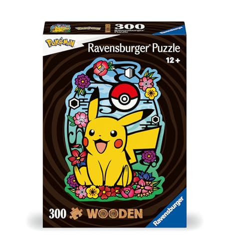 Ravensburger Wooden Puzzle 12000761 - Pikachu - 300 Teile Kontur-Holzpuzzle mit stabilen, individuellen Puzzleteilen und 25 kleinen Holzfiguren = Whimsies, für Pokemon-Fans ab 12 Jahren von Ravensburger