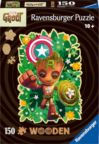 Ravensburger WOODEN Puzzle 12001459 - Groot - 150 Teile Marvel Kontur-Holzpuzzle mit stabilen, individuellen Puzzleteilen und 15 kleinen Holzfiguren - Whimsies, für Erwachsene und Kinder ab 10 Jahren von Ravensburger