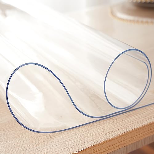 Transparente Tischabdeckung, 61 x 152 cm, 1,5 mm dick, PVC, wasserabweisend, rechteckig, Kunststoff, rutschfeste Tischunterlage für Couchtisch, Schreibtisch von Rawgoodz