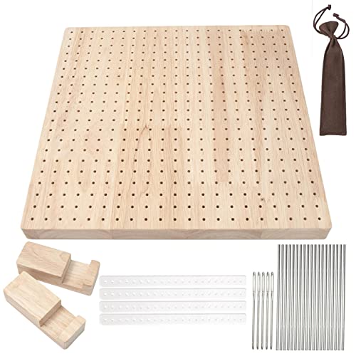 Blockierbrett aus Holz, handgefertigt, mit 5 Stahlnadeln, für Oma-Quadrate Liebhaber, komplettes Set mit 20 Stahlstangennadeln und 4 Acryl-Befestigungsstangen von Raxove