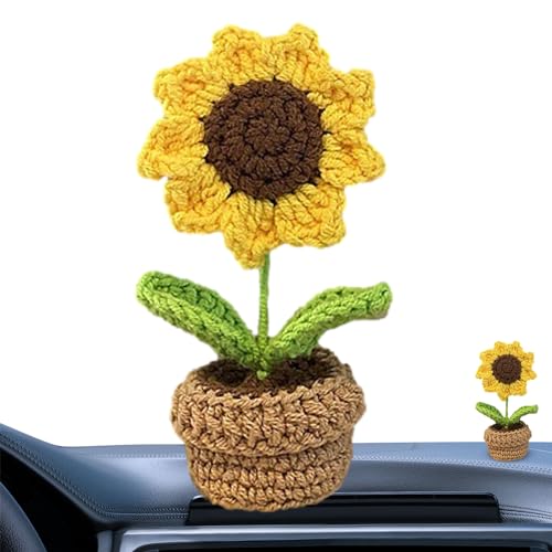 Handgefertigtes gehäkeltes Auto, gehäkelte Topfblumen Auto, Autopflanze Häkeln Hängekorb, Häkelpflanze für Auto, Häkeldekor Blume Topfpflanze, kleine Blume Stricken, Schreibtisch, Schlafzimmer, von Raxove