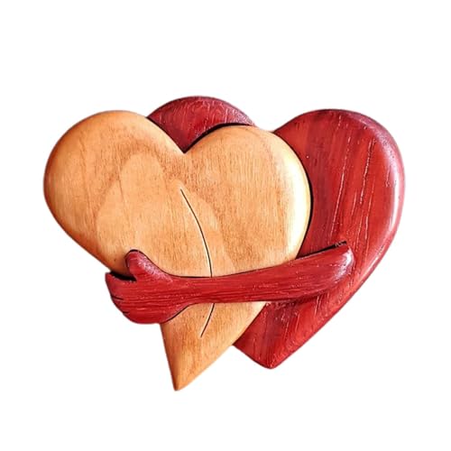 Holz-Puzzle in Herzform, 7,6 cm, leichtes Herz-Puzzle, Skulpturen, Schreibtisch-Ornament, Tischdekoration, Holzfiguren für Paare, Freunde von Raxove