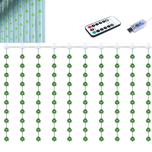 Raxove Außenlichterkette, Garten-Lichterkette, Kleeblatt-Lichterkette, grüne Lichter, 8 Modi, grüne Glückskleeblatt-Lichterkette für Restaurant, Patrick's Day, LED-Lichterkette, Café, Hotel, von Raxove