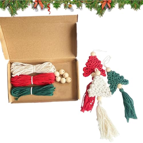 Raxove Baumwollschnur-Dekor-Set – Weihnachtsbaum-Makramee-Kit | Baumschmuck Makramee-Kit, Weihnachtsbaum-Anhänger, Makramee-Zubehör-Set für Zuhause, hängende Dekoration, Anhänger, Zubehör von Raxove