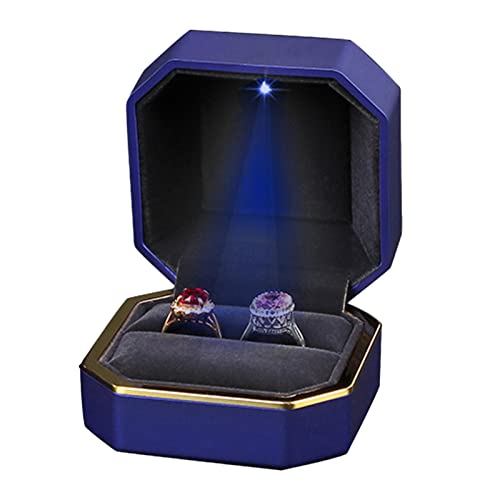 Raxove LED-Schmuckschatulle, quadratisch, Hochzeitsschmuck-Vitrine, Aufbewahrungsbox für Ringe, Armbänder, Halsketten, Anträge und Verlobungen von Raxove