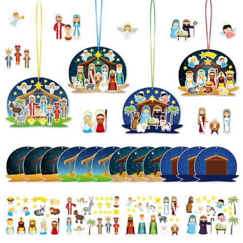 Raxove Weihnachtskrippe Aufkleber - Weihnachtskrippe Basteln Aufkleber Set | Kinder Urlaub Dekoration Aufkleber für religiöse von Raxove