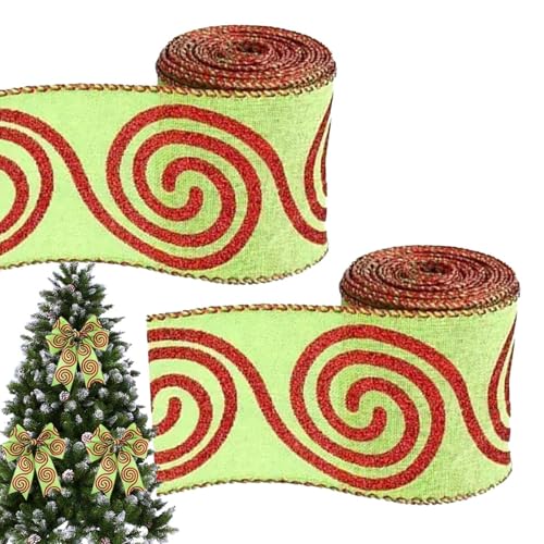 Weihnachtsbänder – Tragbares Weihnachtsband | Faltbares Geschenkband mit Glitzer – Weihnachtsband mit Draht, Baumband, Stoffband, Dekoration zum Verpacken von Schleifen, Kranz, Basteln, Zubehör von Raxove