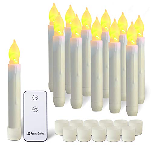 Raycare 12er Set LED Stabkerzen, Flammenlose Tafelkerzen, batteriebetrieben Harry Potter Kerzen für Weihnachtsdeko, Party, Hochzeit, Kirche Dekorationen, Fernbedienung von Raycare