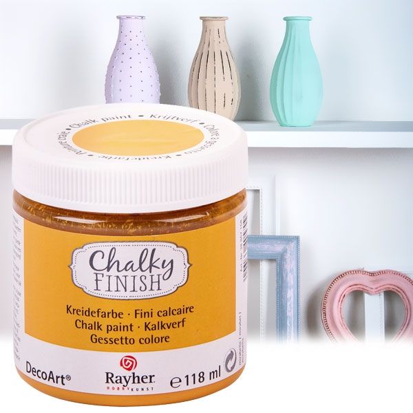 Chalky Finish Kreidefarbe Mirabelle, samtartige Optik, 118ml, vielseitig einsetzbar von Rayher Hobby GmbH