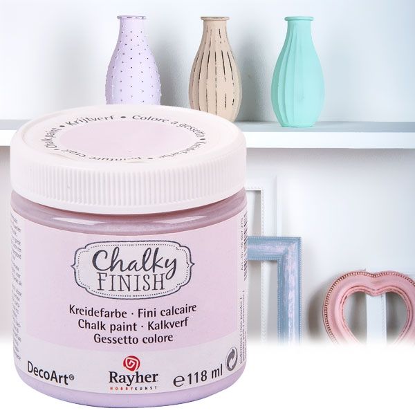 Chalky Finish Kreidefarbe Puderrosa, samtartige Optik, 118ml, vielseitig einsetzbar von Rayher Hobby GmbH