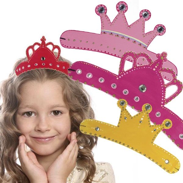 Princess- Kronen,Trio kleine Prinzessin, 25x11 cm, zum Bemalen, mit Strass-Steinchen, Pappe von Rayher Hobby GmbH