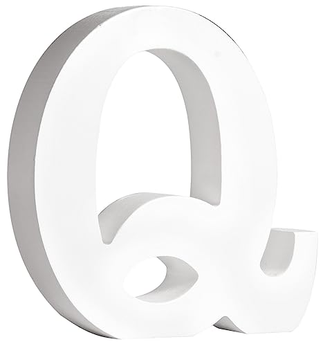 Rayher MDF-Buchstabe Q, weiß, 10,3 x 11 cm, Stärke 2 cm, 3D-Buchstaben Holz, Holz-Buchstaben FSC zertifiziert, 64556102 von Rayher