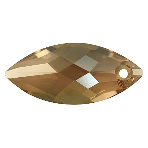 RAYHER 14387862 Swarovski-Kristallschliff-Anhänger, 30 x 14 mm, Dose 1 Stück, Navette, golden shadow von Rayher