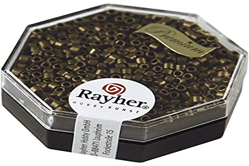 Rayher Delica-Rocailles, Miyuki-Rocailles, metallic, rauchtopas, 2,2 mm ø, Dose 4 g, Perlen zum Auffädeln, Glasperlen klein, 14751563 von Rayher