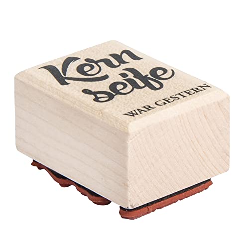 RAYHER 29068000 Stempel "Kernseife War Gestern", 3x4cm, Holz, Natur, Rot, 4 x 3 x 2.5 cm von Rayher