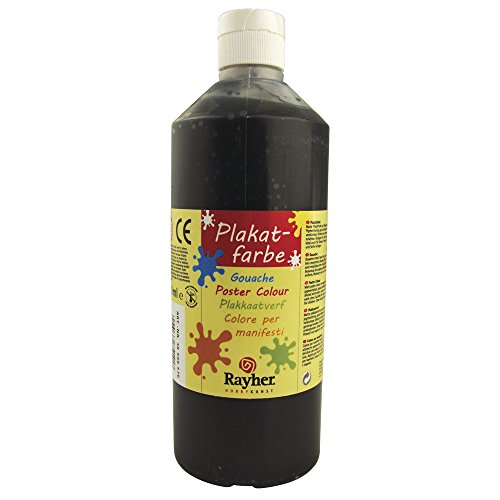 RAYHER 38566576, Plakatfarbe, Flasche 500 ml, schwarz von Rayher