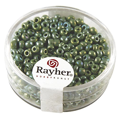 RAYHER HOBBY Rayher 1405929 Rocailles, 2,6 mm ø, opak gelüstert, grün von Rayher