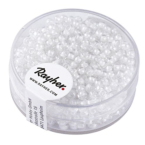 RAYHER HOBBY Rayher 14312102 Rocailles Arktis , gelüstert, 2,6 mm ø, Dose 17g, weiÃŸ von Rayher