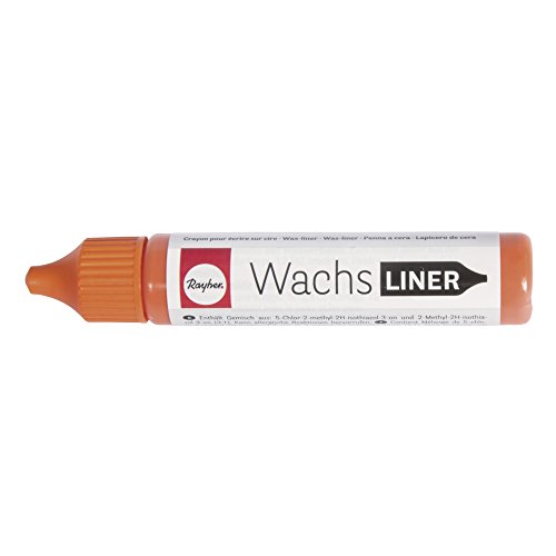 RAYHER HOBBY Rayher 31500210 Wachs-Liner, orange, Flasche 30 ml, zum Kerzen bemalen, Wachsstift, Flüssigwachs zum Malen direkt aus der Flasche von Rayher