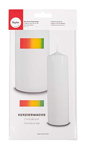 RAYHER HOBBY Rayher 31545990 Verzierwachs Regenbogen, Längsstreifen, Verzierwachsplatte 20 x 10 cm, Wachsfolie zum Kerzen verzieren, Kerzenwachs, Wachsfolie von Rayher