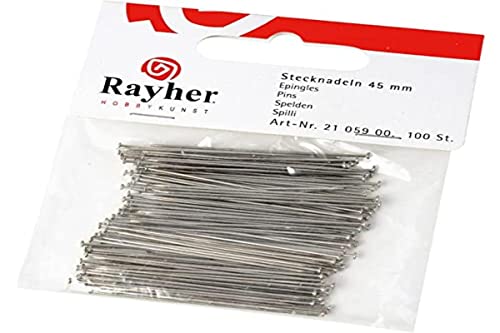 RAYHER HOBBY RAYHER - Stecknadeln, 45 mm, SB-Btl. 100 Stück, Silber von Rayher