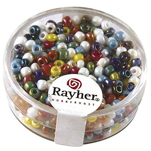 Rayher 1405949 Rocailles, 2,6 mm ø, opak gelüstert, gemischt von Rayher