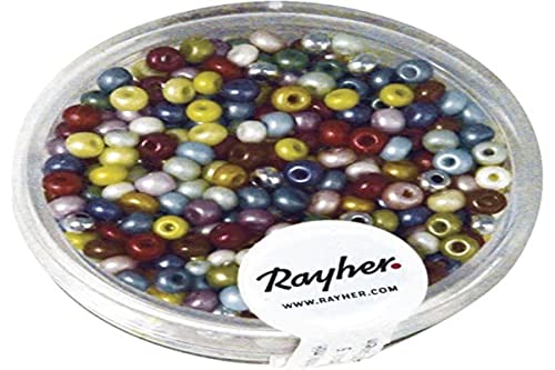 Rayher 1406849 Rocailles, 2,6 mm ø, perlmutt, Dose 17g, gemischt, nich von Rayher