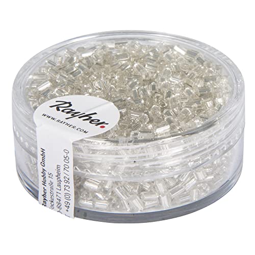 Rayher 1430122 Glasstifte, 2x2 mm, mit Silbereinzug, Dose 16 g, silber von Rayher