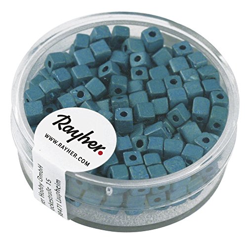 Rayher 14308404 Metallic-Würfel, matt, 3,4 mm, Dose 15g, türkis von Rayher