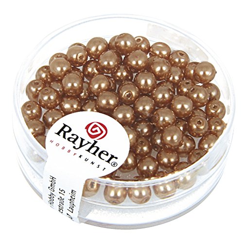 Rayher 14400520 Renaissance Glaswachsperlen, 4 mm ø, kaschmir, Dose 85 Stück von Rayher