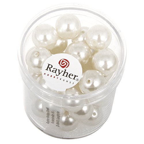 Rayher 14403102 Renaissance Glaswachsperlen, 10 mm ø, Dose 35 Stück, w von Rayher