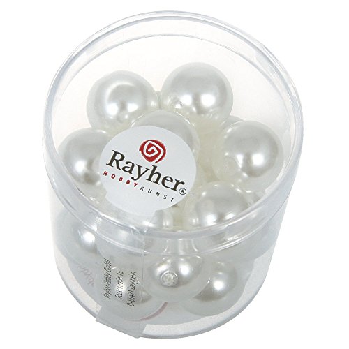 Rayher 14404100 Renaissance Glaswachsperlen, 12 mm ø, Dose 21 Stück, s von Rayher