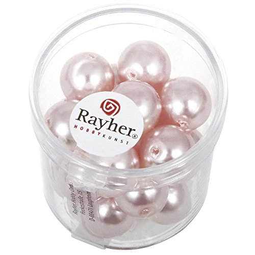 Rayher 14404258 Renaissance Glaswachsperlen, 12 mm ø, Dose 21 Stück, rosé von Rayher