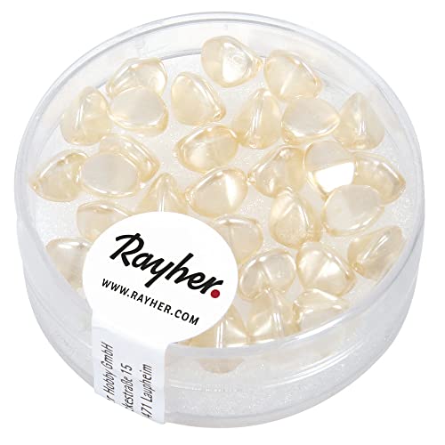 Rayher 14460104 Glasperle-Dreikant, 7 mm, Dose 32 Stück, elfenbein von Rayher