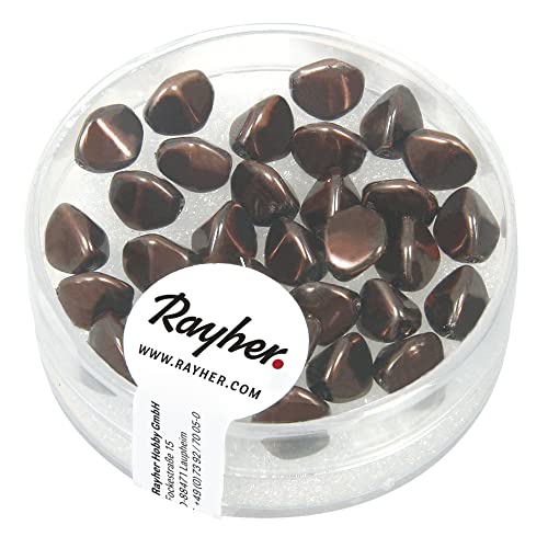 Rayher 14460532 Glasperle-Dreikant, 7 mm, Dose 32 Stück, nougat von Rayher