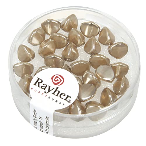 Rayher 14460535 Glasperle-Dreikant, 7 mm, Dose 32 Stück, taupe-brown von Rayher