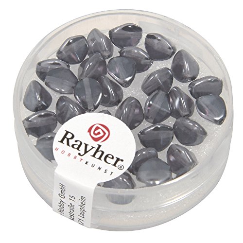 Rayher 14460572 Glasperle-Dreikant, 7 mm, Dose 32 Stück, anthrazit von Rayher