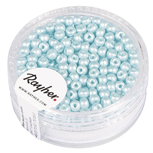 Rayher 14841354 Rocailles, 3mm ø, Dose 200Stück, Aqua matt von Rayher