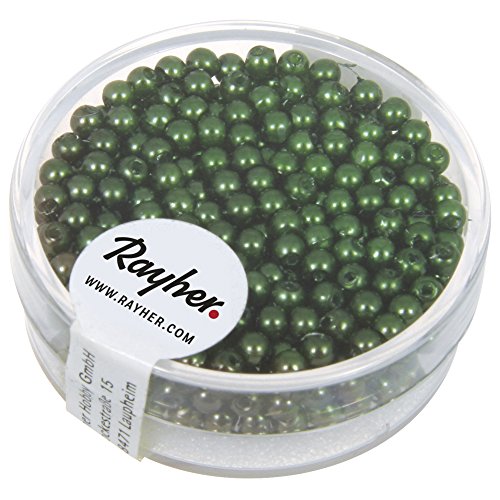 Rayher 1647029 Wachsperlen, 3 mm ø, Dose 360 Stück, grün von Rayher