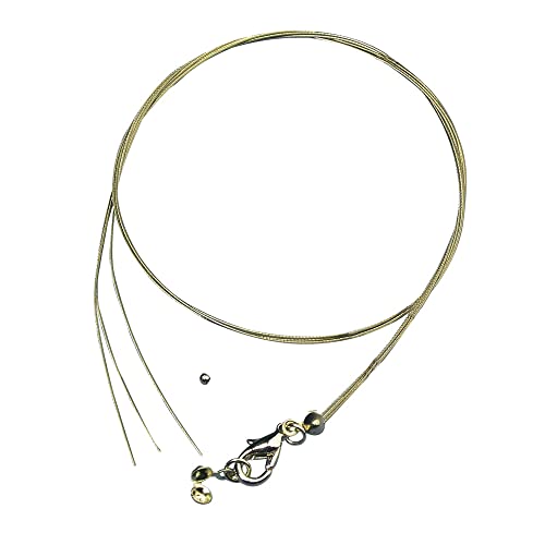 Rayher 2226606 Schmuckdraht-Collier, 0,4 mm ø, 50 cm, m.Karab.+ Quetschp., SB-Btl 1 Stück, gold von Rayher