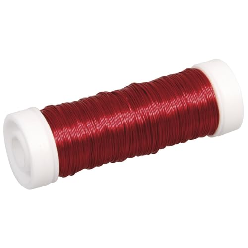 Rayher 2405518 Schmuck-Häkeldraht, rot, 0,30 mm ø, Spule 50 m, Schmuckdraht, farbig lackierter Kupferdraht, zum Basteln von Schmuck und Edelsteinbäumchen von Rayher