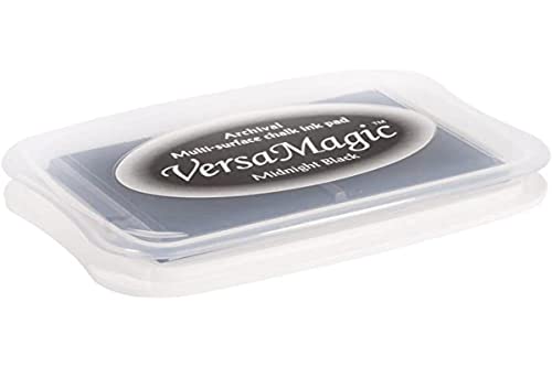 Rayher 29117576 Versa Magic Chalk Ink - Stempelkissen, Größe L, schwarz, 9,9 x 6,8 x 1,9 cm, samtartiger Kreide-Look zum Stempeln, für helle und dunkle Papiere von Rayher