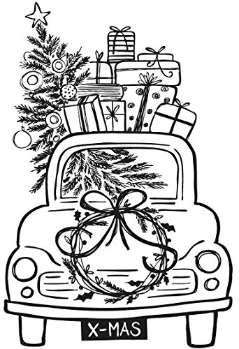 Rayher 29140000 Stempel Driving Home for Christmas, 7 x 10 cm, Natur von Rayher