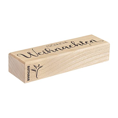 Rayher 29190000 Stempel "Fröhliche Weihnachten", 3x10cm, Natur von Rayher