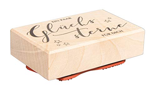 Rayher Stempel Holz „Glückssterne“, 5 x 8 cm, Holzstempel, zum Gestalten von Karten, Umschlägen, Geschenken, Motivstempel, Textstempel, 29215000, Weiß von Rayher