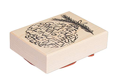 Rayher Stempel Holz "Weihnachtsglück", 6 x 8 cm, Holzstempel Weihnachten, zum Gestalten von Karten, Umschlägen, Geschenken, Butterer Stempel, 29219000, Weiß von Rayher